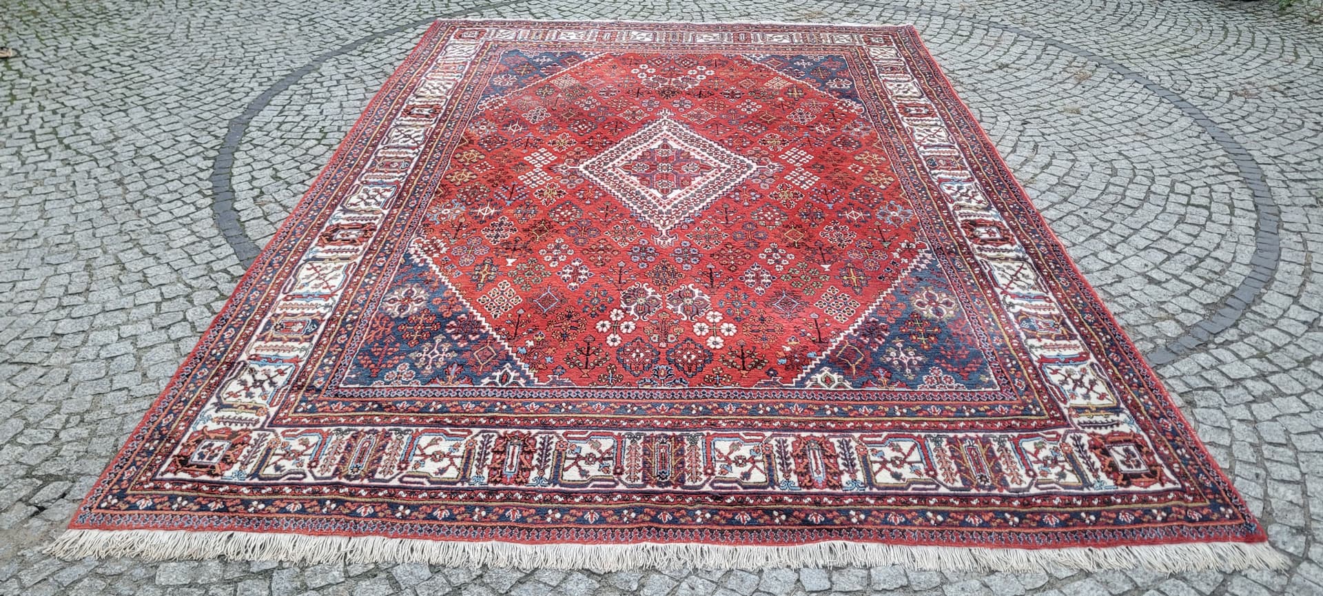 Rug Dzhushagan, 255x380 cm, wool red blue white brown, Iran - 401942
