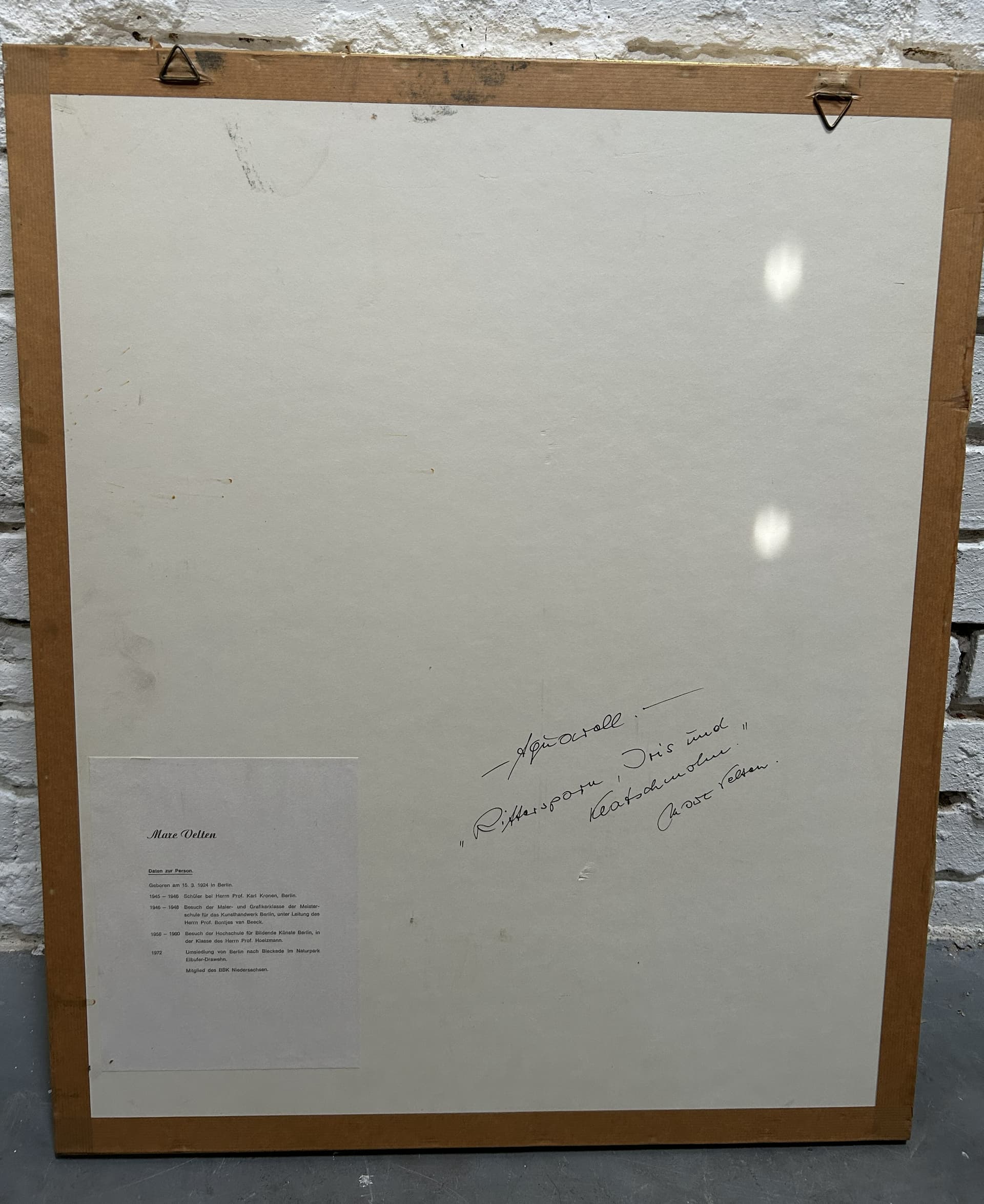 Watercolor, red, paper, gold wood frame, by M. Velten, 58x69.5 cm, 1983 - 401967