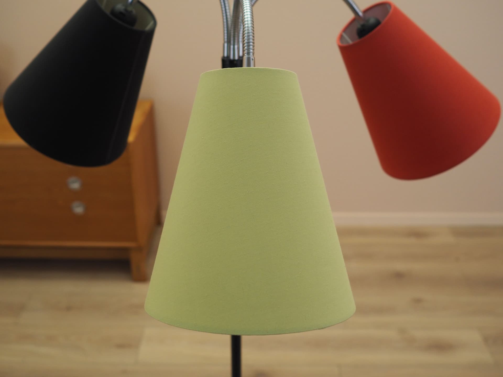 Lampa podłogowa, czarny kremowy czerwony, metal, Dania - 402276