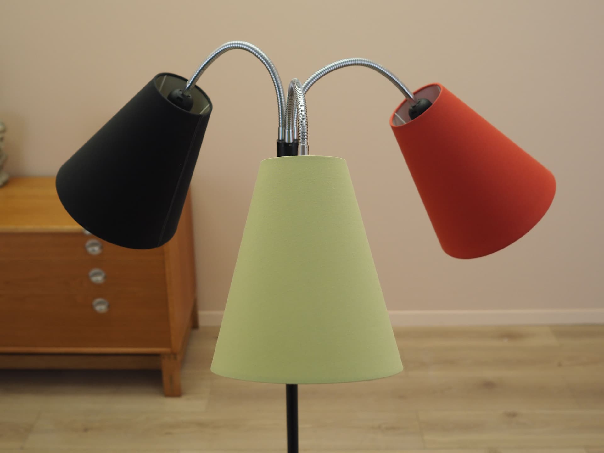 Lampa podłogowa, czarny kremowy czerwony, metal, Dania - 402278
