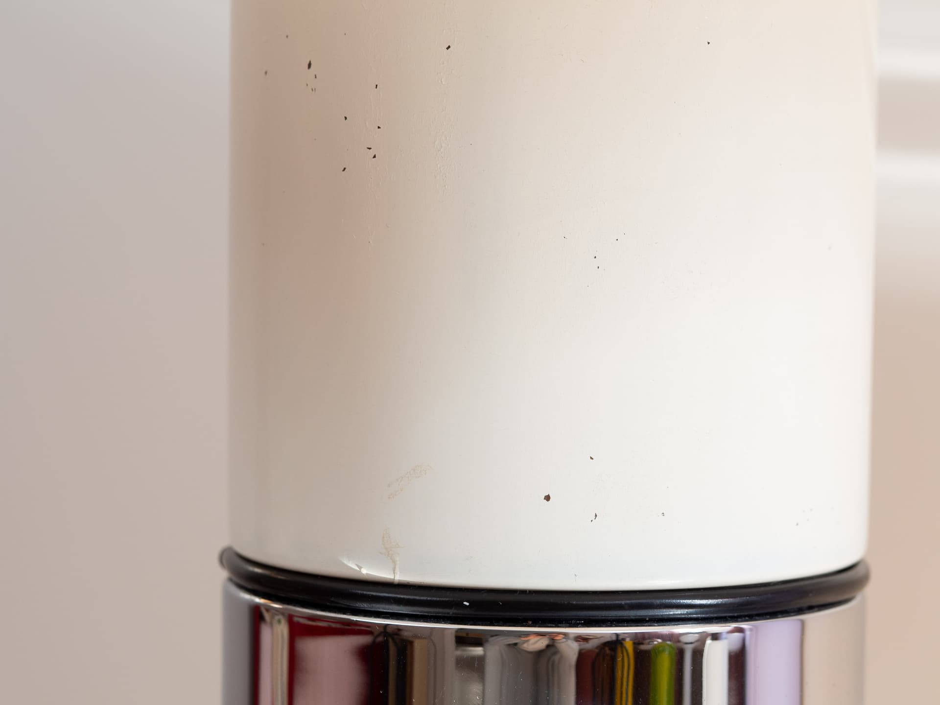 Table Lamp Brumbury, white acrylic, silver metal, by L. Massoni, Guzzini, Italy, 1970s. - 402317