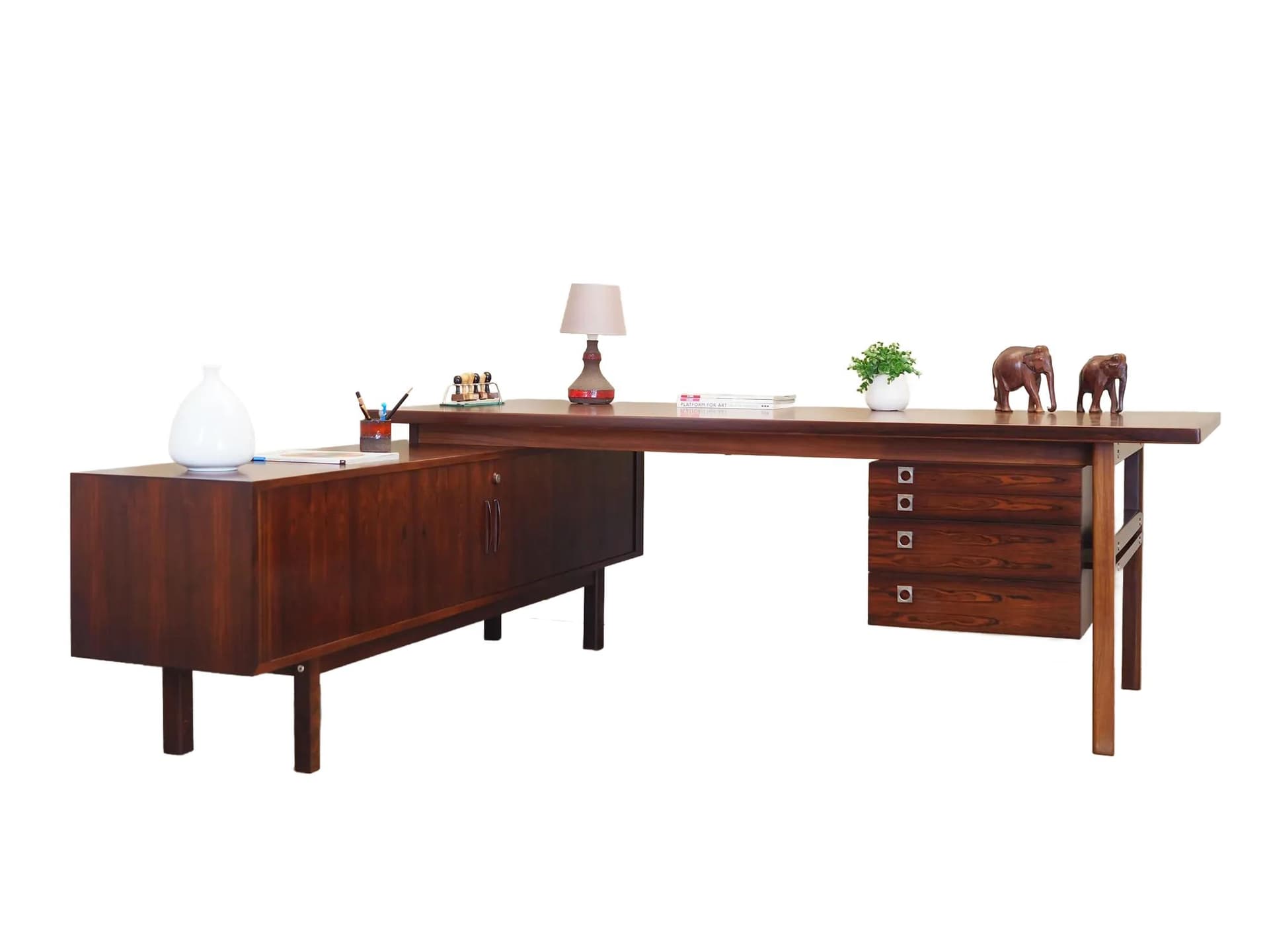 Desk Executive, brown rosewood, by A. Vodder, Sibast, Denmark, 1960s.