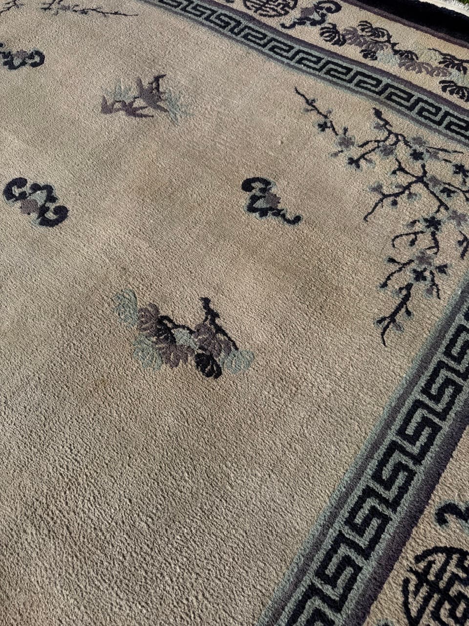 Rug Peking 330x220 cm, beige silk, blue cotton, China - 402414