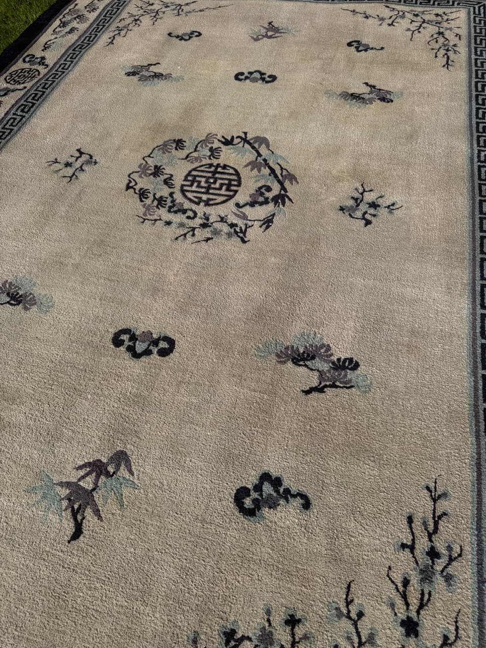 Rug Peking 330x220 cm, beige silk, blue cotton, China - 402412