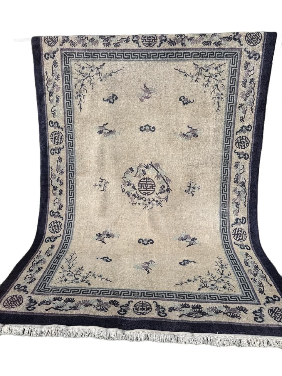 Rug Peking 330x220 cm, beige silk, blue cotton, China