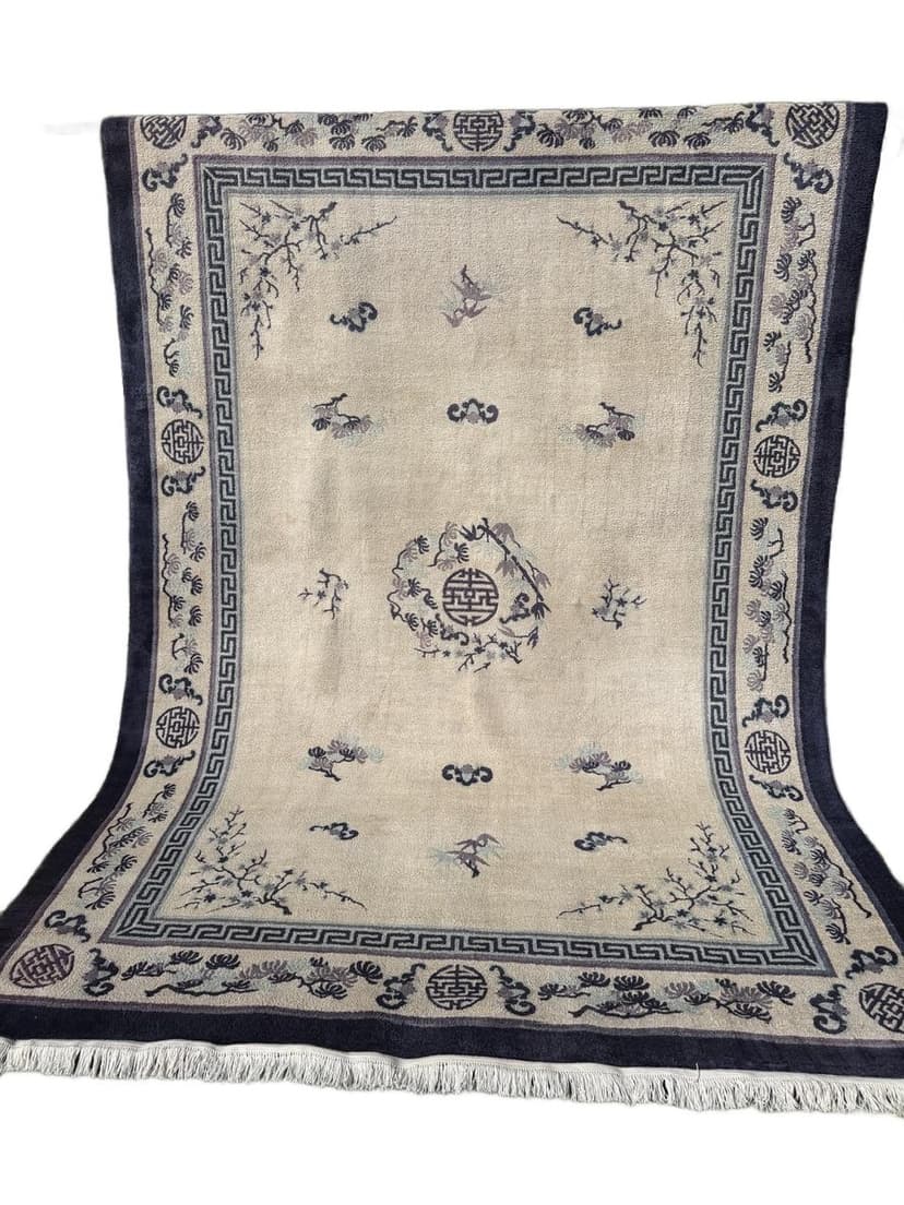 Rug Peking 330x220 cm, beige silk, blue cotton, China
