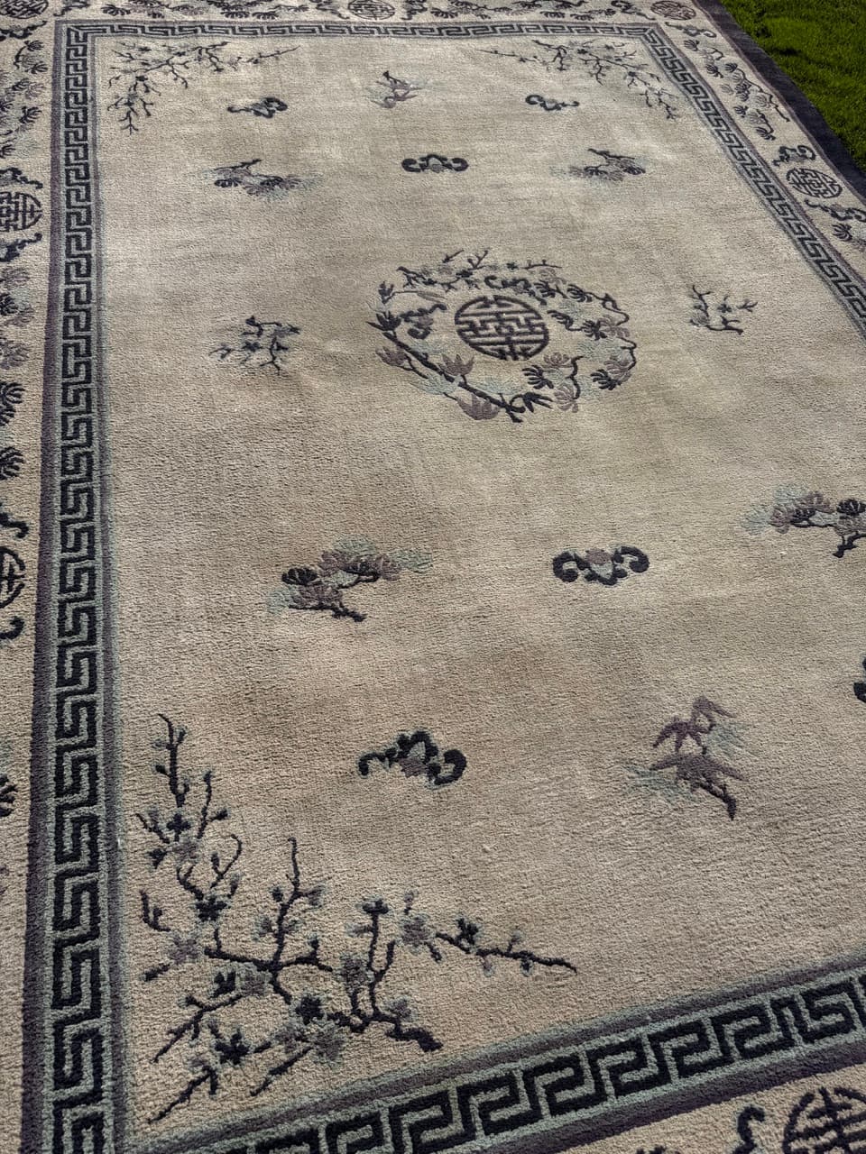 Rug Peking 330x220 cm, beige silk, blue cotton, China - 402409