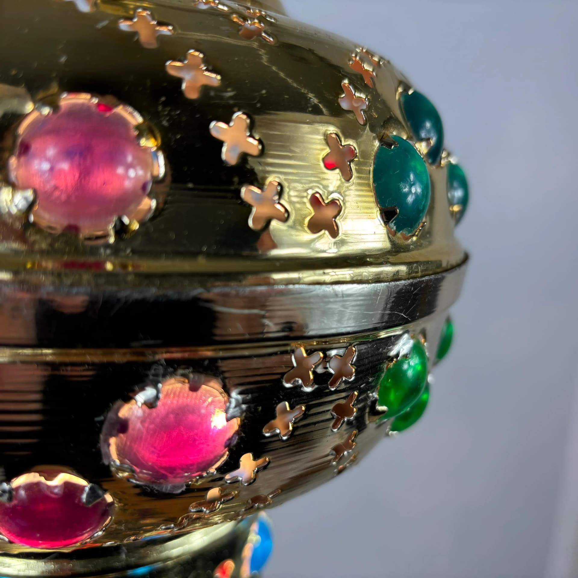 Pendant lamp, multicolor, metal, plastic, Morocco, 1970s. - 29389