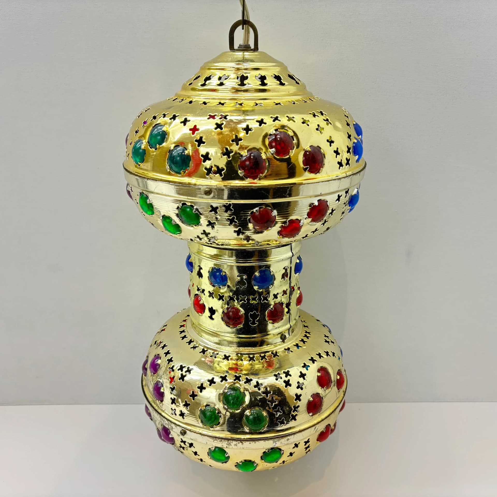 Pendant lamp, multicolor, metal, plastic, Morocco, 1970s. - 29384