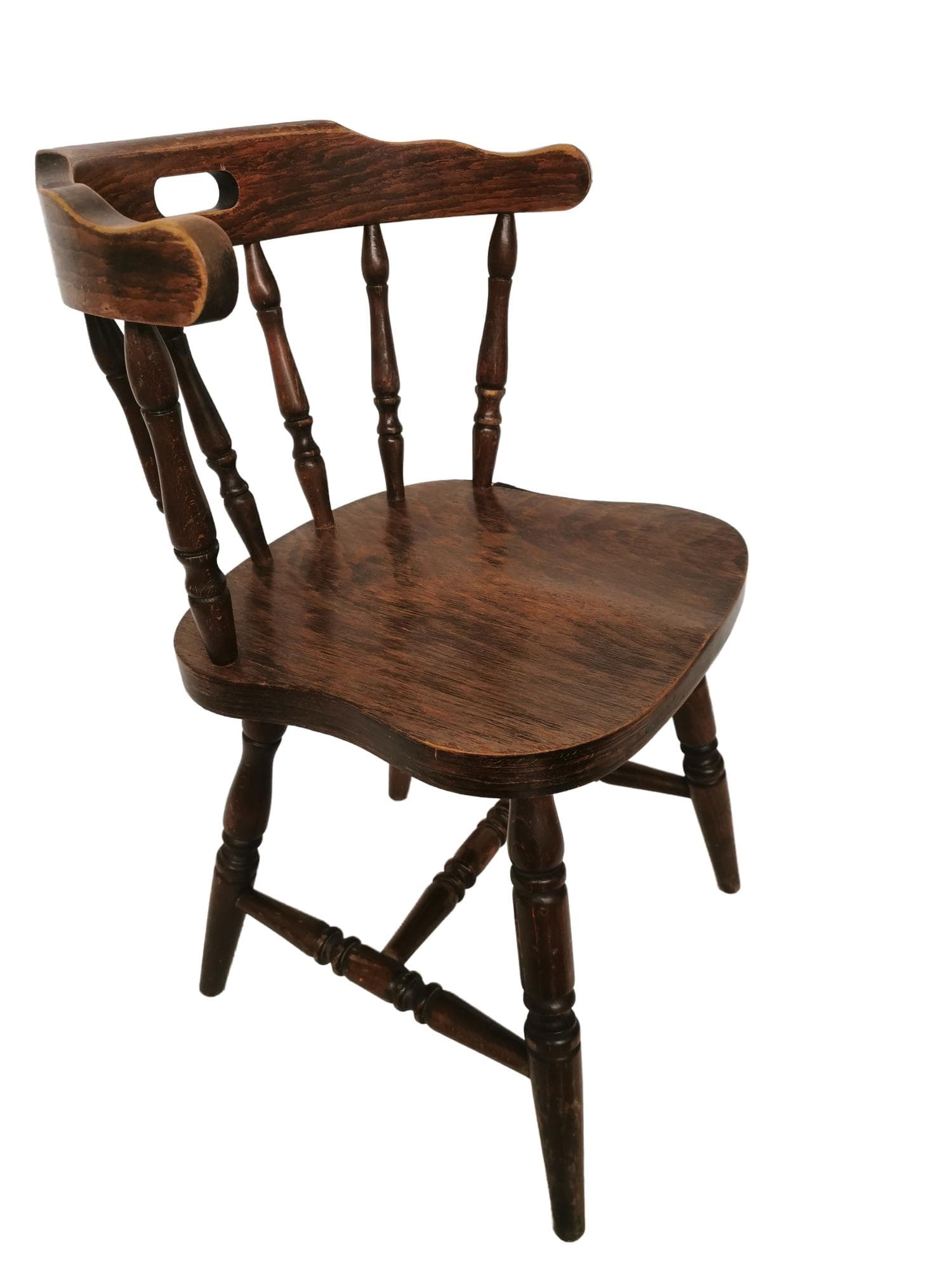 Armchair Windsor Bonanza, brown wood, Romania, 1920s.