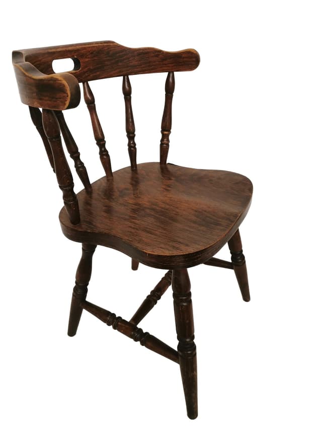 Armchair Windsor Bonanza, brown wood, Romania, 1920s. - DIMENSION