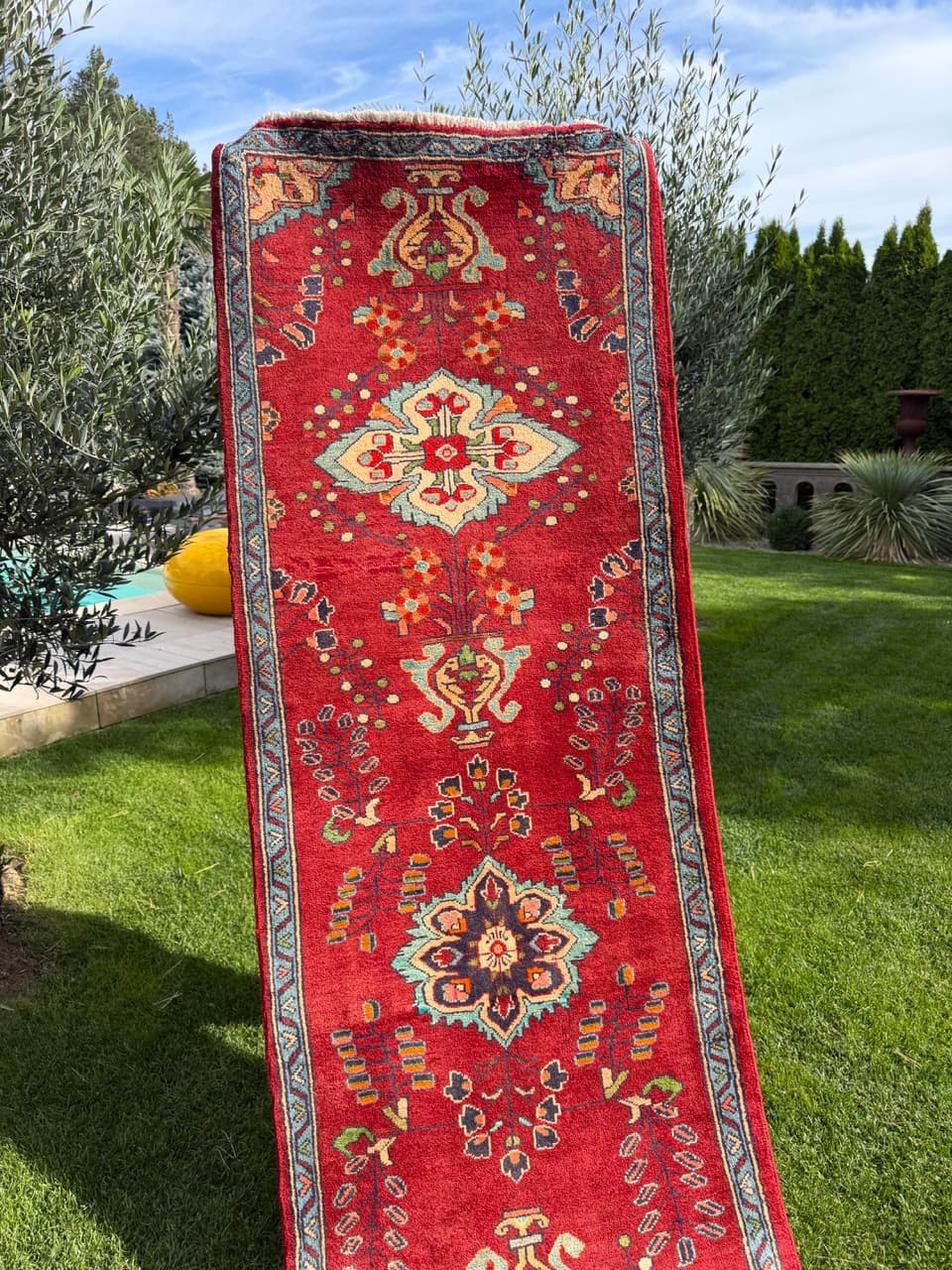Runner Keshan 440x84 cm, red, wool, Iran - 402582