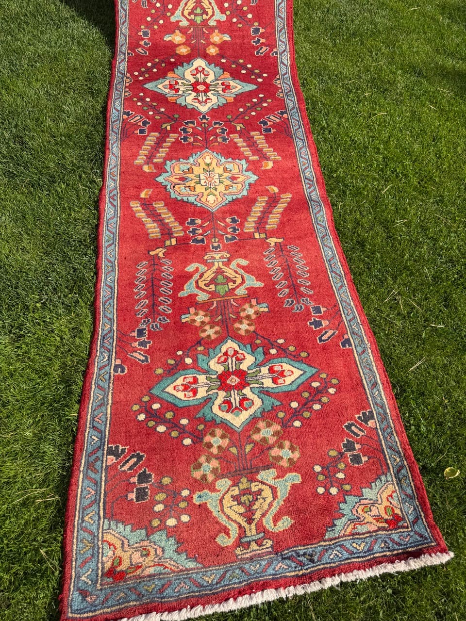 Runner Keshan 440x84 cm, red, wool, Iran - 402585