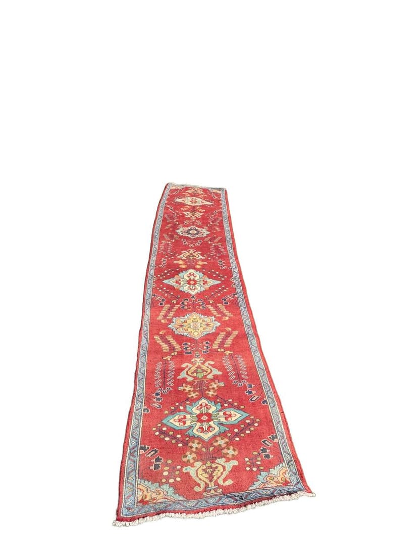 Runner Keshan 440x84 cm, red, wool, Iran