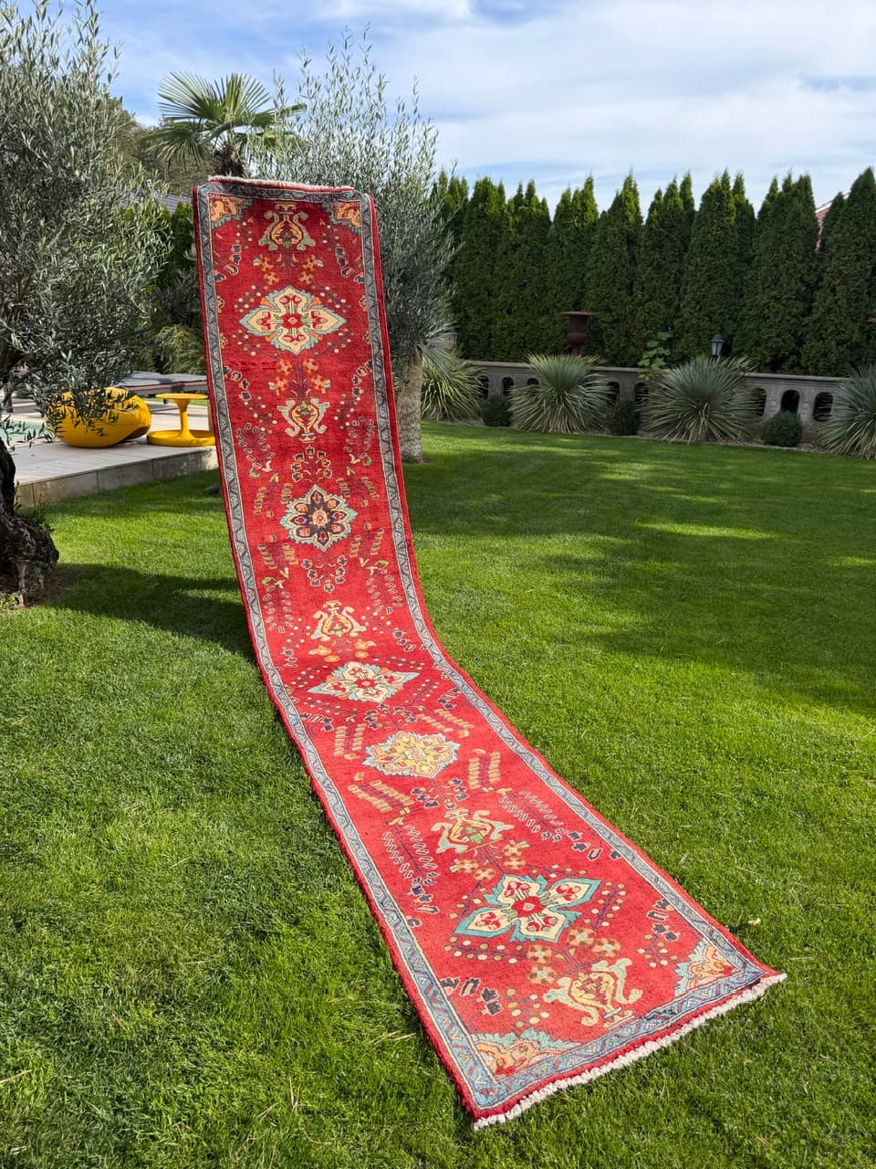 Runner Keshan 440x84 cm, red, wool, Iran - 402583