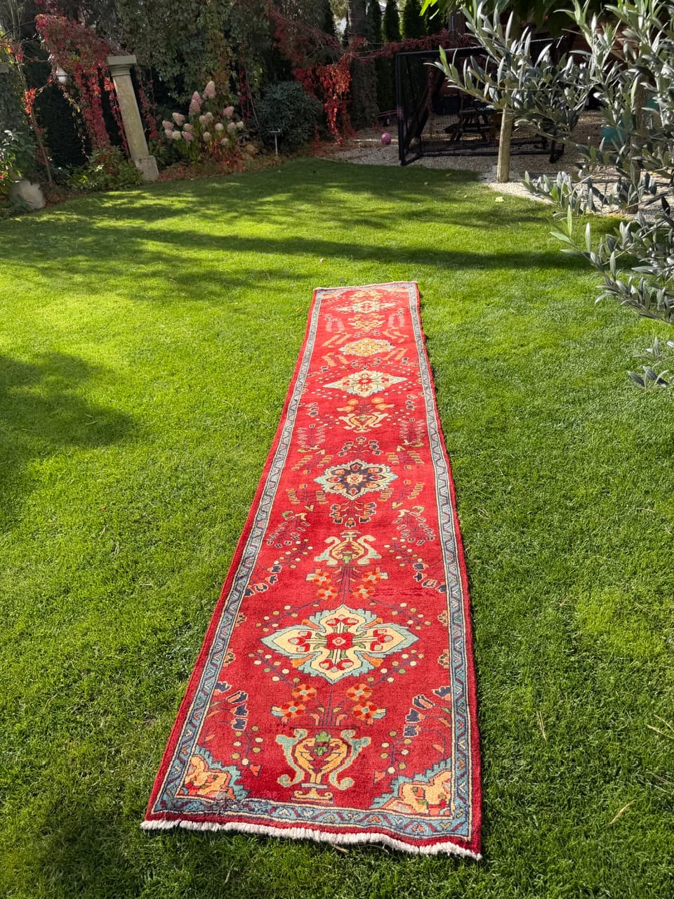 Runner Keshan 440x84 cm, red, wool, Iran - 402584