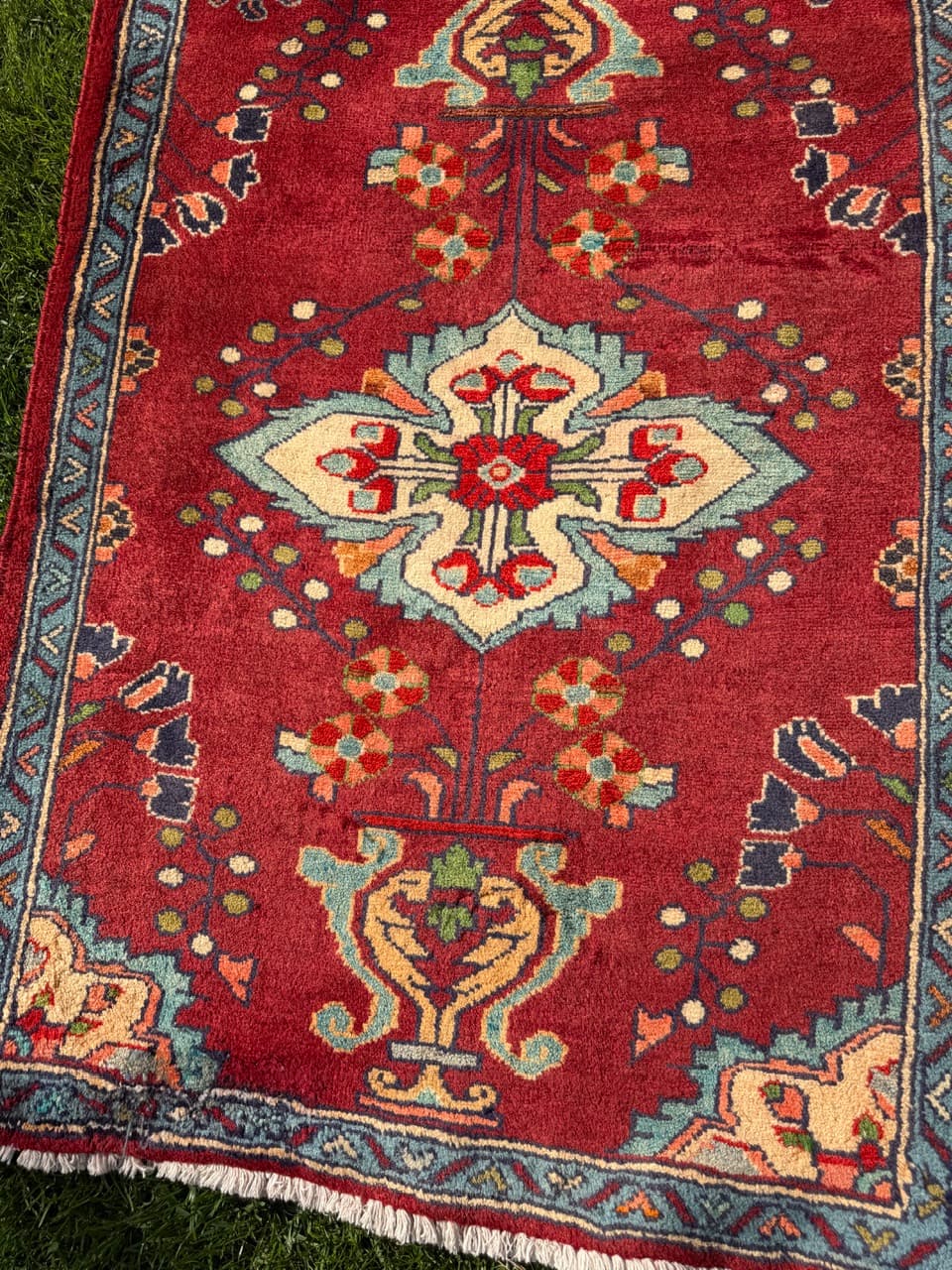 Runner Keshan 440x84 cm, red, wool, Iran - 402586