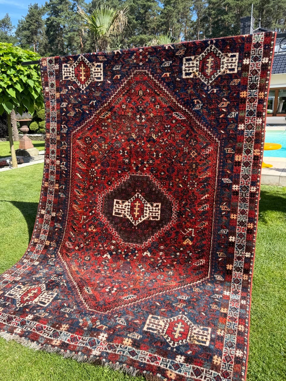 Rug Shiraz 310x210 cm, red, wool, Iran, 1950s - 402603