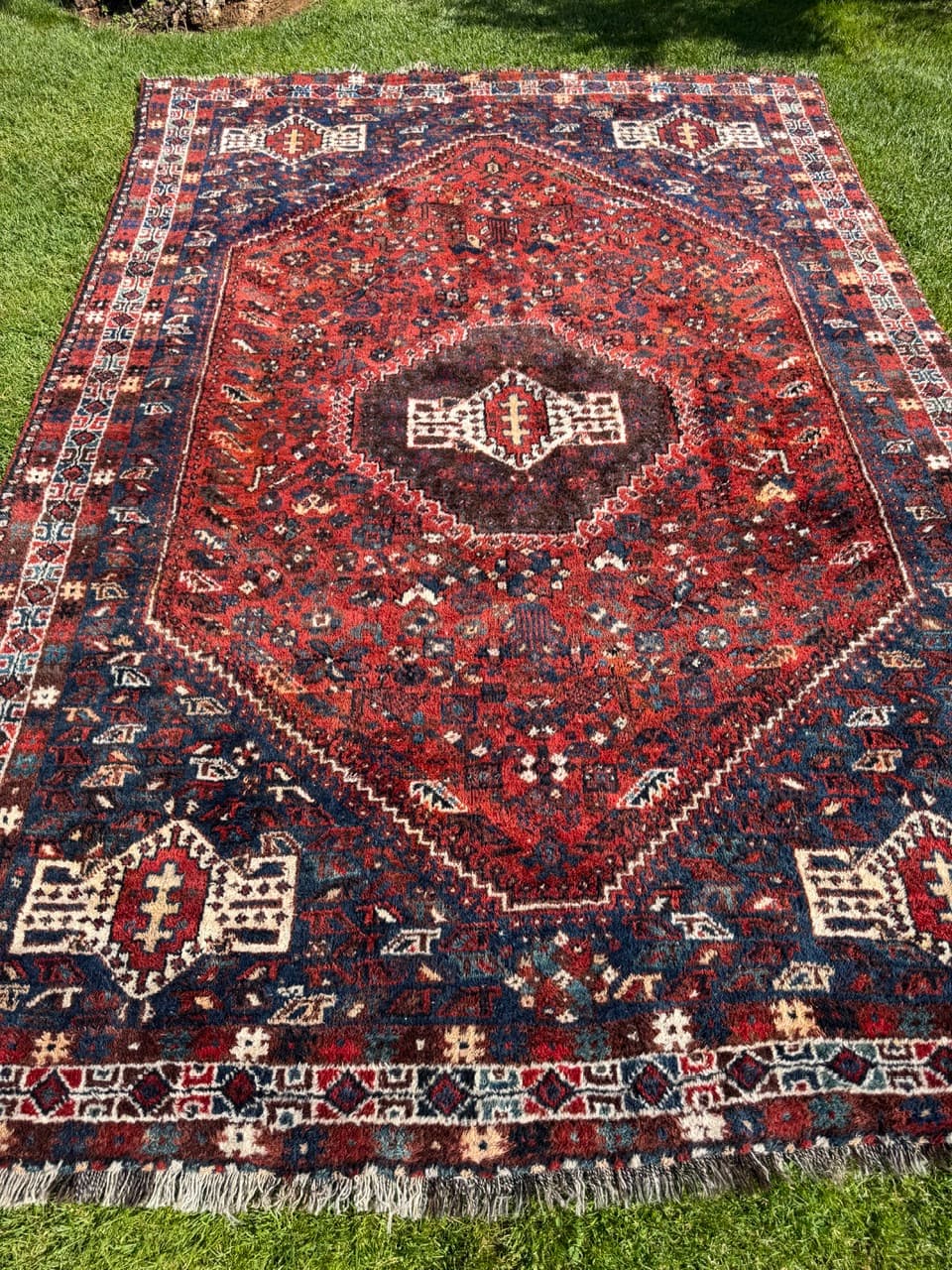 Rug Shiraz 310x210 cm, red, wool, Iran, 1950s - 402612