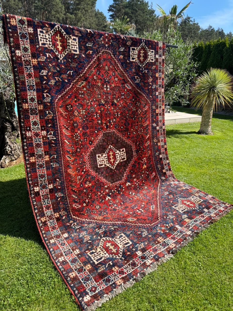 Rug Shiraz 310x210 cm, red, wool, Iran, 1950s - 402604