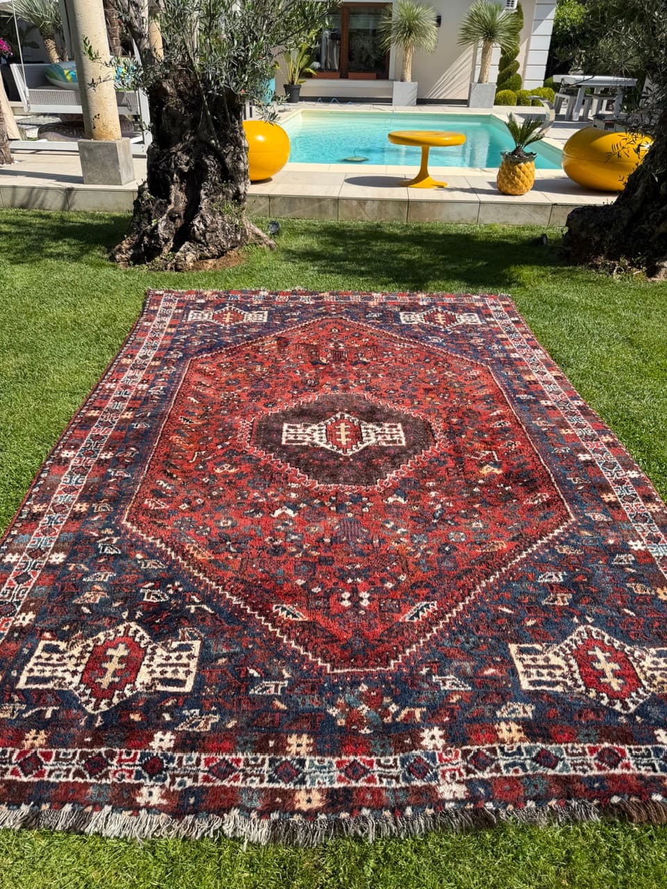 Rug Shiraz 310x210 cm, red, wool, Iran, 1950s - 402613