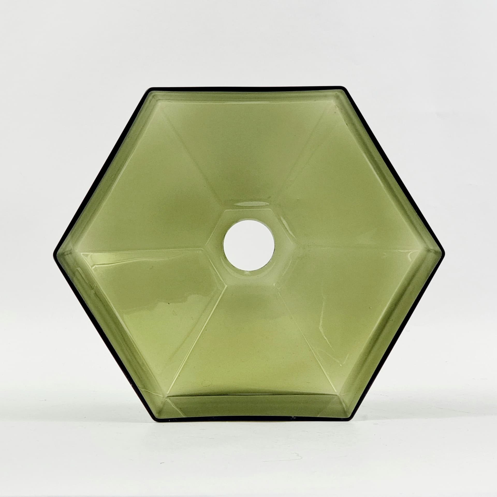 Ceiling lamp, green glass, brass, by C. Fagerlund, Orrefors, Sweden, 1960s. - 402653