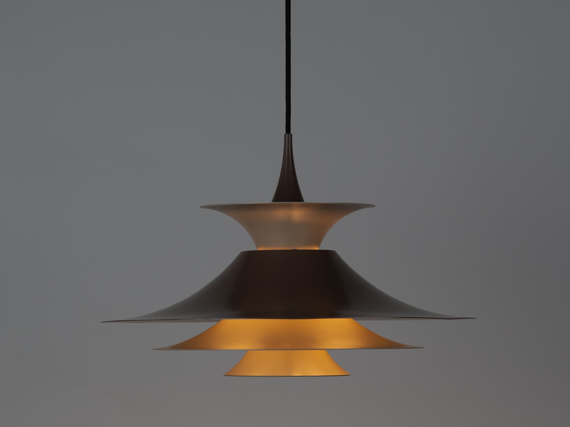 Pendant lamp Radius, brown aluminium, Fog & Mørup, Denmark, 1970s. - 402667