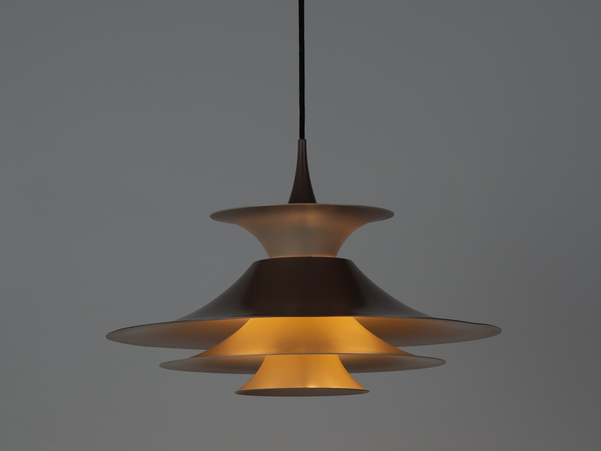 Pendant lamp Radius, brown aluminium, Fog & Mørup, Denmark, 1970s. - 402668