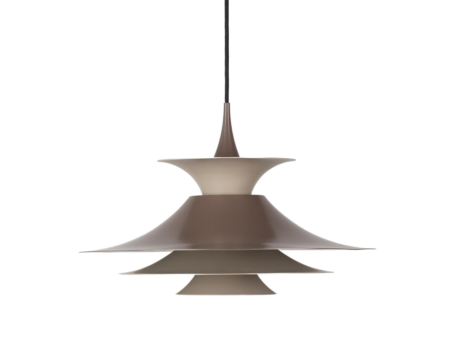Pendant lamp Radius, brown aluminium, Fog & Mørup, Denmark, 1970s.