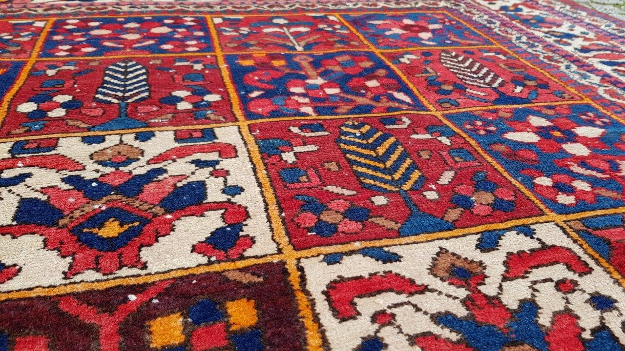 Dywan Bakhtiari 300x210 cm, czerwony niebieski biały żółty zielony, wełna bawełna, Iran, lata 70. - 402688