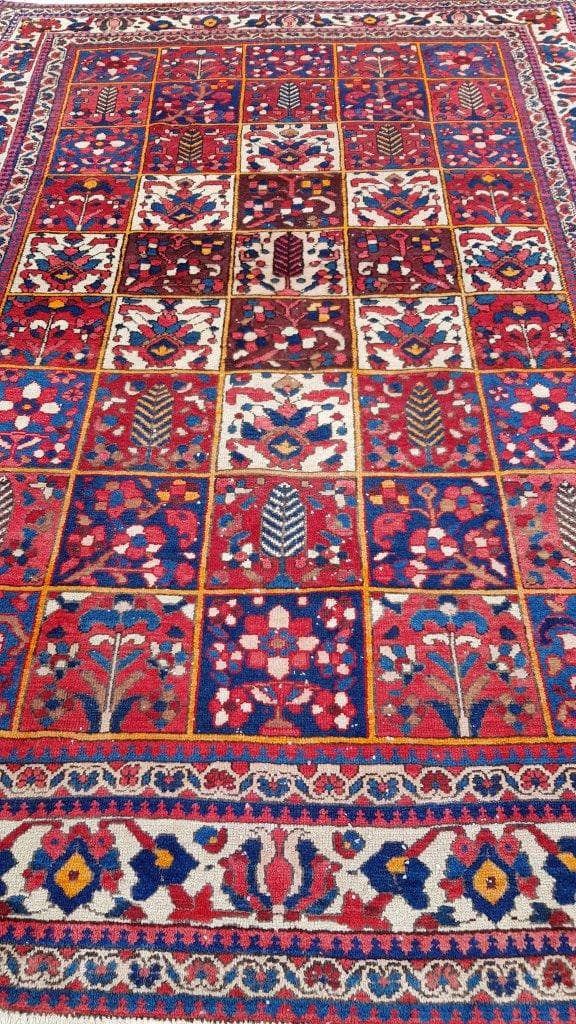 Dywan Bakhtiari 300x210 cm, czerwony niebieski biały żółty zielony, wełna bawełna, Iran, lata 70. - 402683