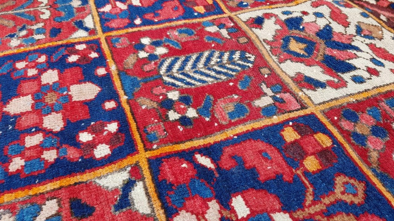 Dywan Bakhtiari 300x210 cm, czerwony niebieski biały żółty zielony, wełna bawełna, Iran, lata 70. - 402687