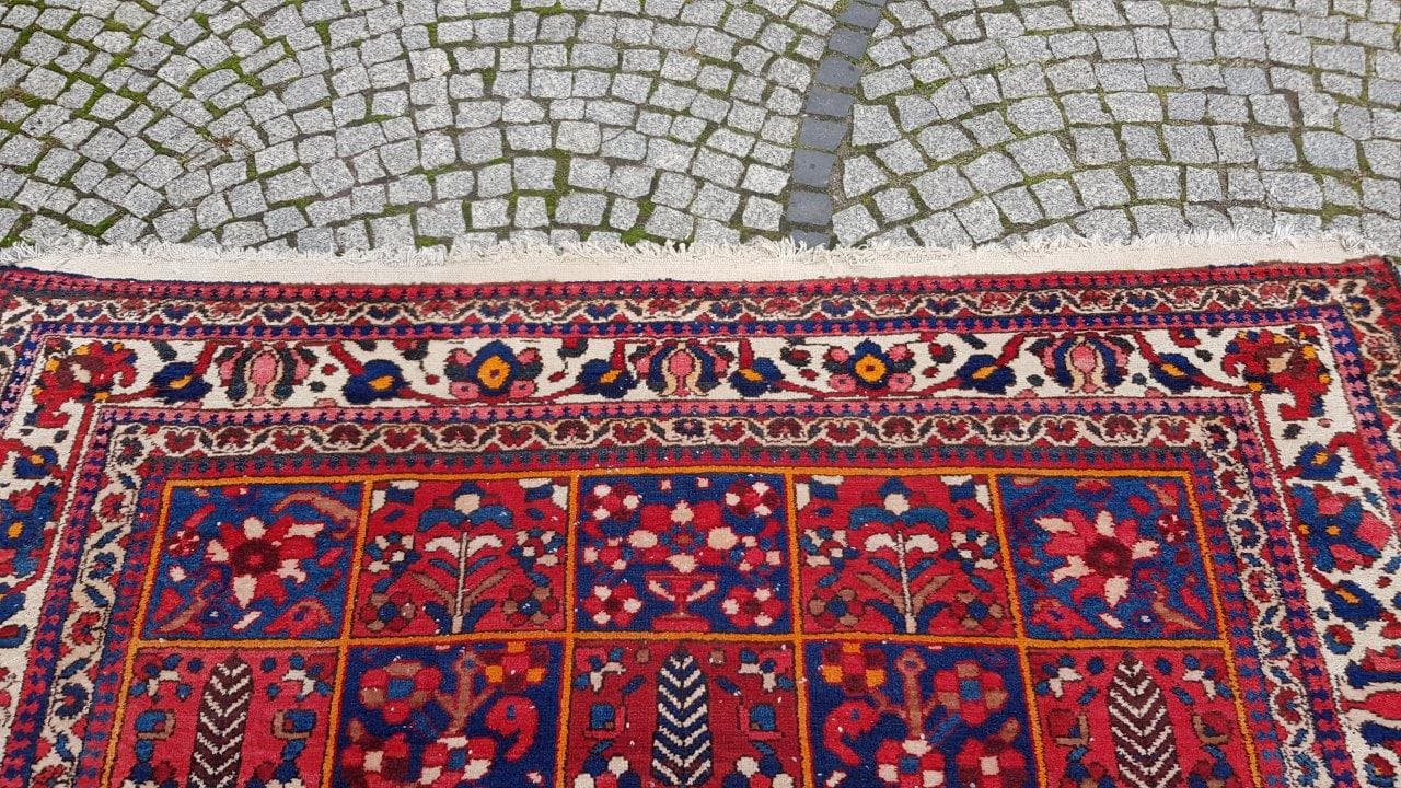 Dywan Bakhtiari 300x210 cm, czerwony niebieski biały żółty zielony, wełna bawełna, Iran, lata 70. - 402685