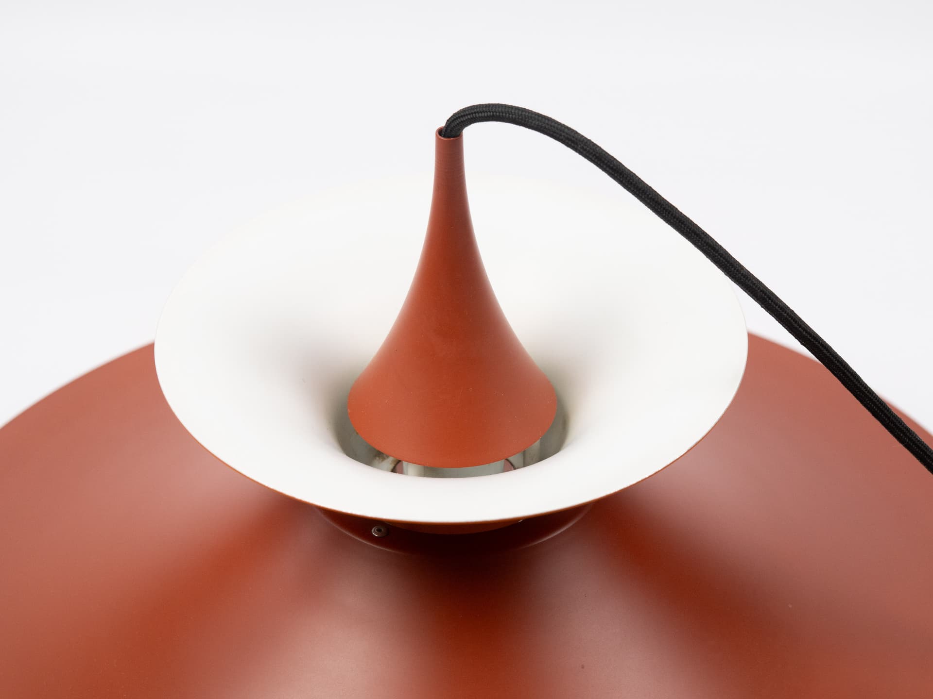 Lampa wisząca Radius, czerwony, aluminium, proj. E. Balslev, Fog & Mørup, Dania, lata 70. - 402709