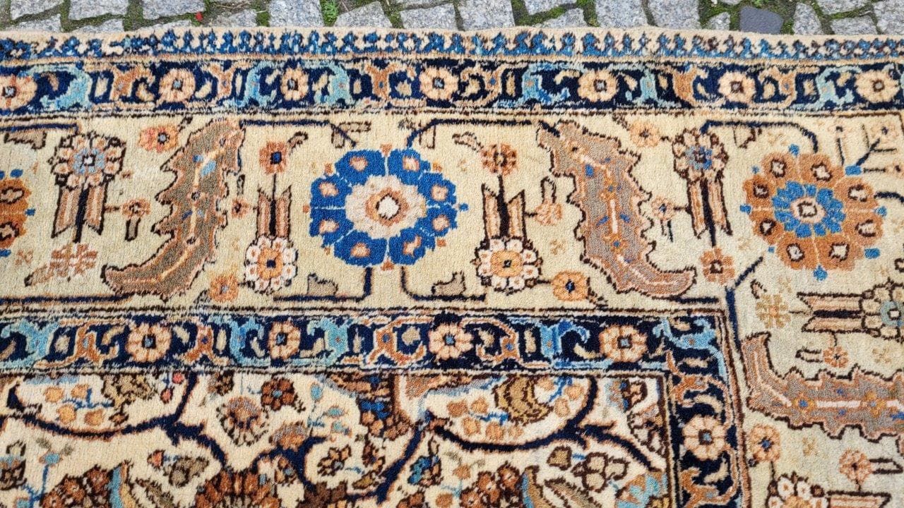 Persian carpet, beige blue brown orange, wool cotton, Iran, 1940s, 240x355 cm - 402731