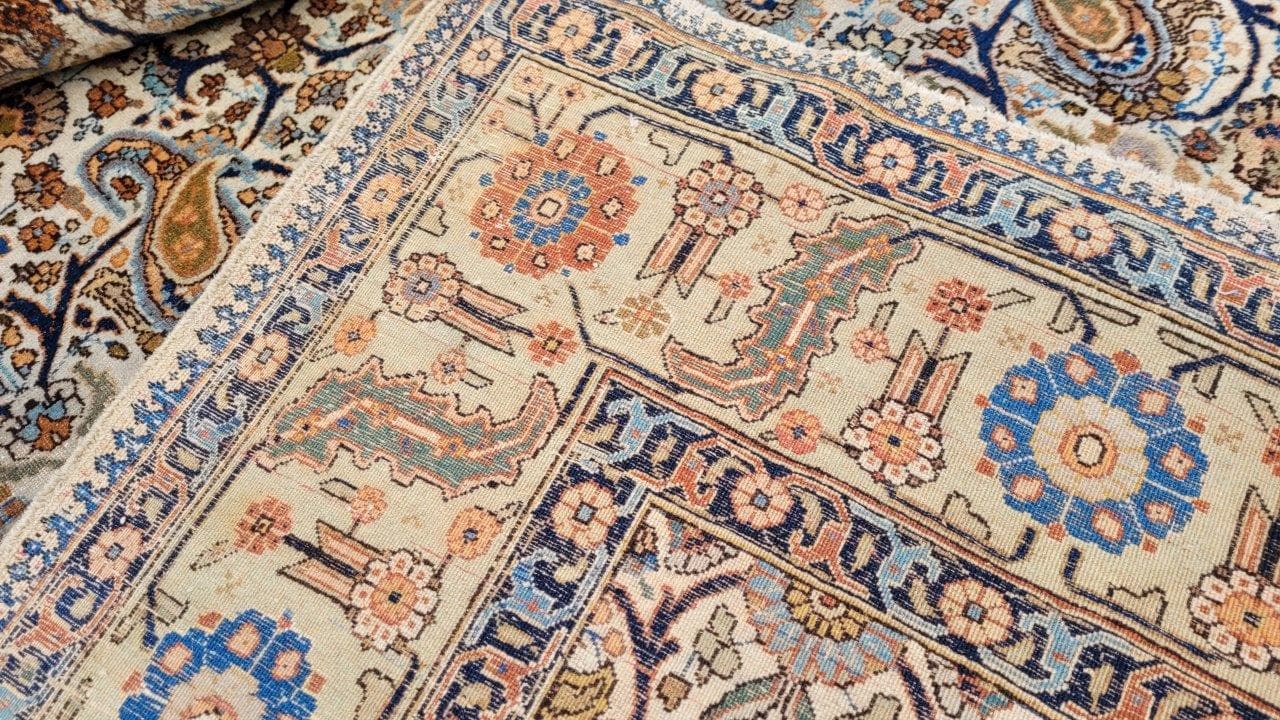 Persian carpet, beige blue brown orange, wool cotton, Iran, 1940s, 240x355 cm - 402733