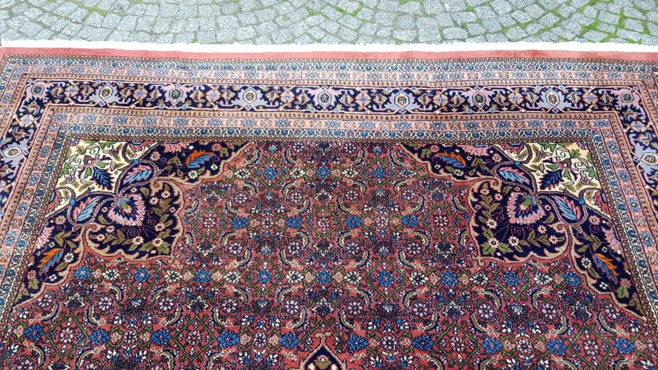 Rug Indo Bidjar 240x355 cm, red blue, wool cotton, India, 1990s. - 402741