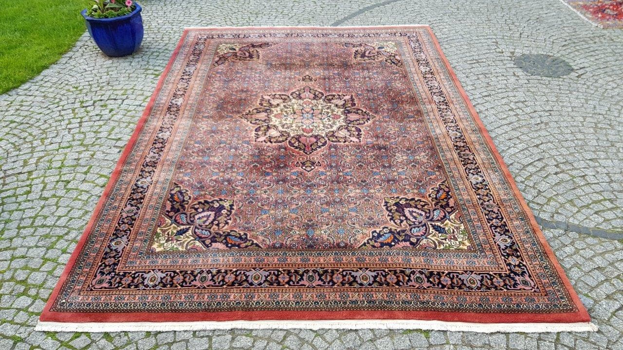 Rug Indo Bidjar 240x355 cm, red blue, wool cotton, India, 1990s. - 402737