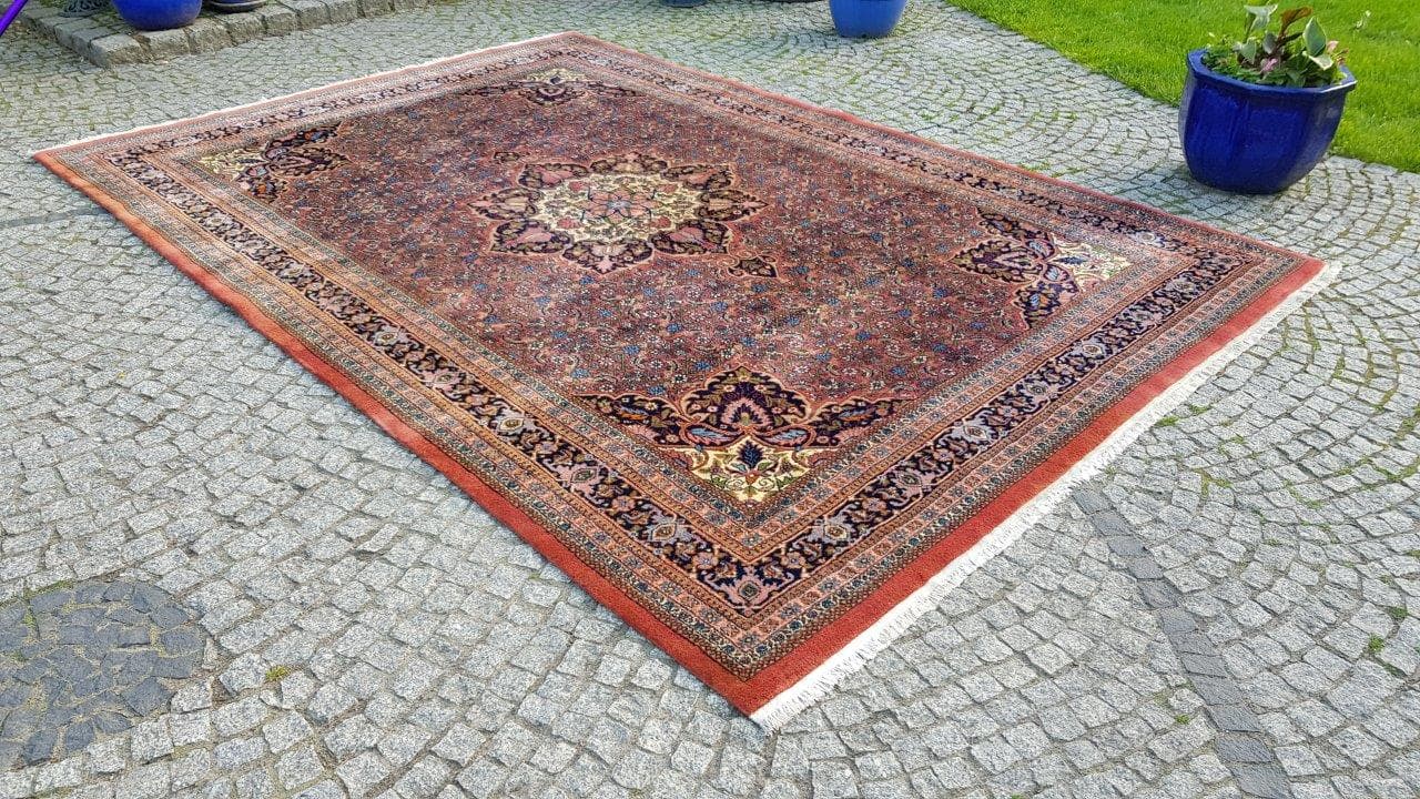 Rug Indo Bidjar 240x355 cm, red blue, wool cotton, India, 1990s. - 402735