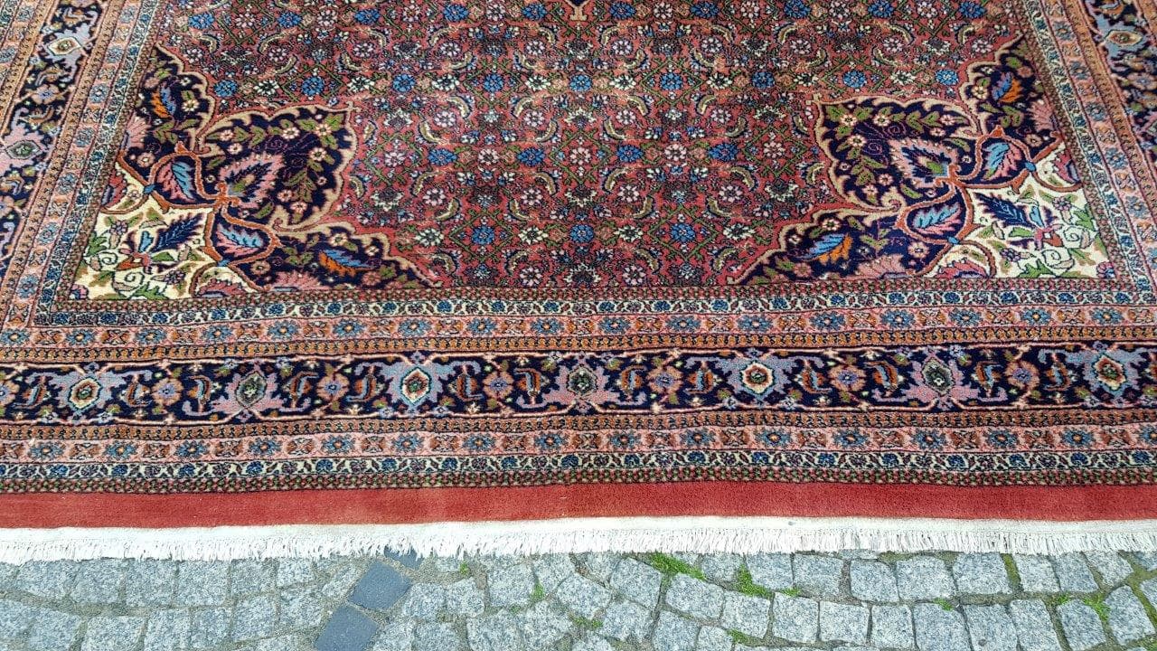 Rug Indo Bidjar 240x355 cm, red blue, wool cotton, India, 1990s. - 402740