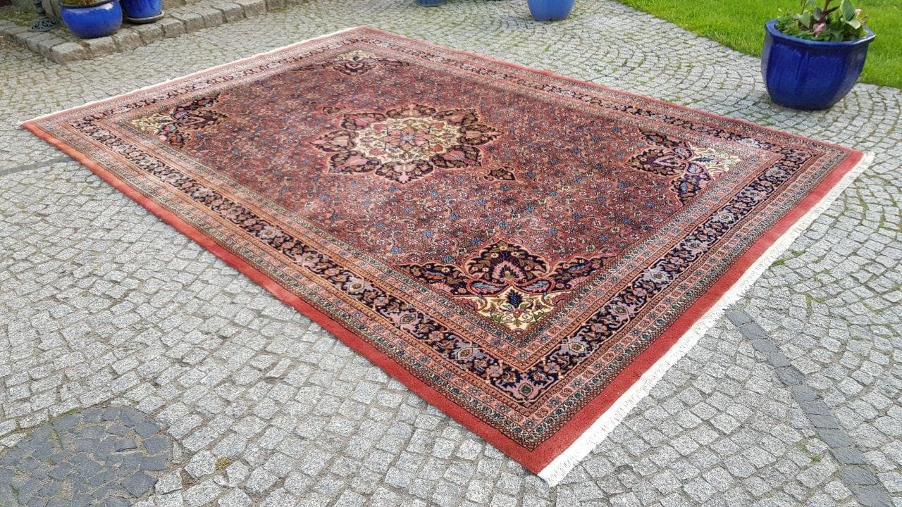 Rug Indo Bidjar 240x355 cm, red blue, wool cotton, India, 1990s. - 402738
