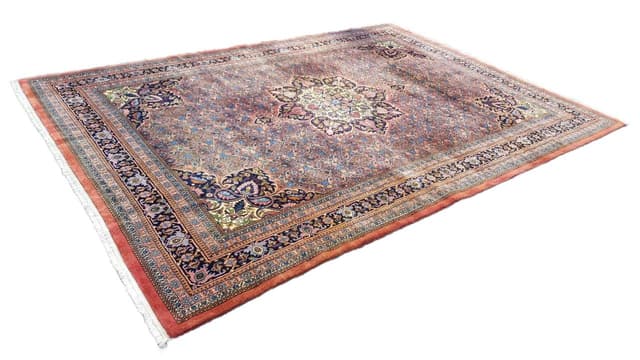 Rug Indo Bidjar 240x355 cm, red blue, wool cotton, India, 1990s. - DIMENSION