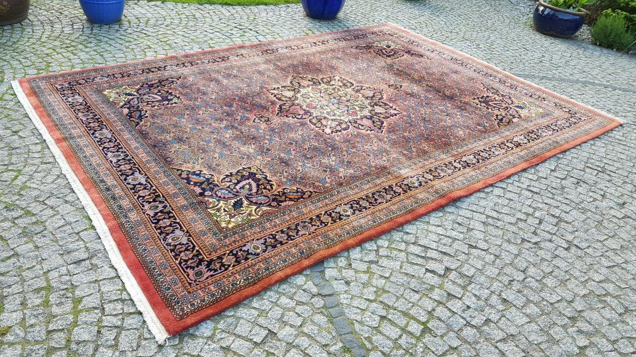 Rug Indo Bidjar 240x355 cm, red blue, wool cotton, India, 1990s. - 402734