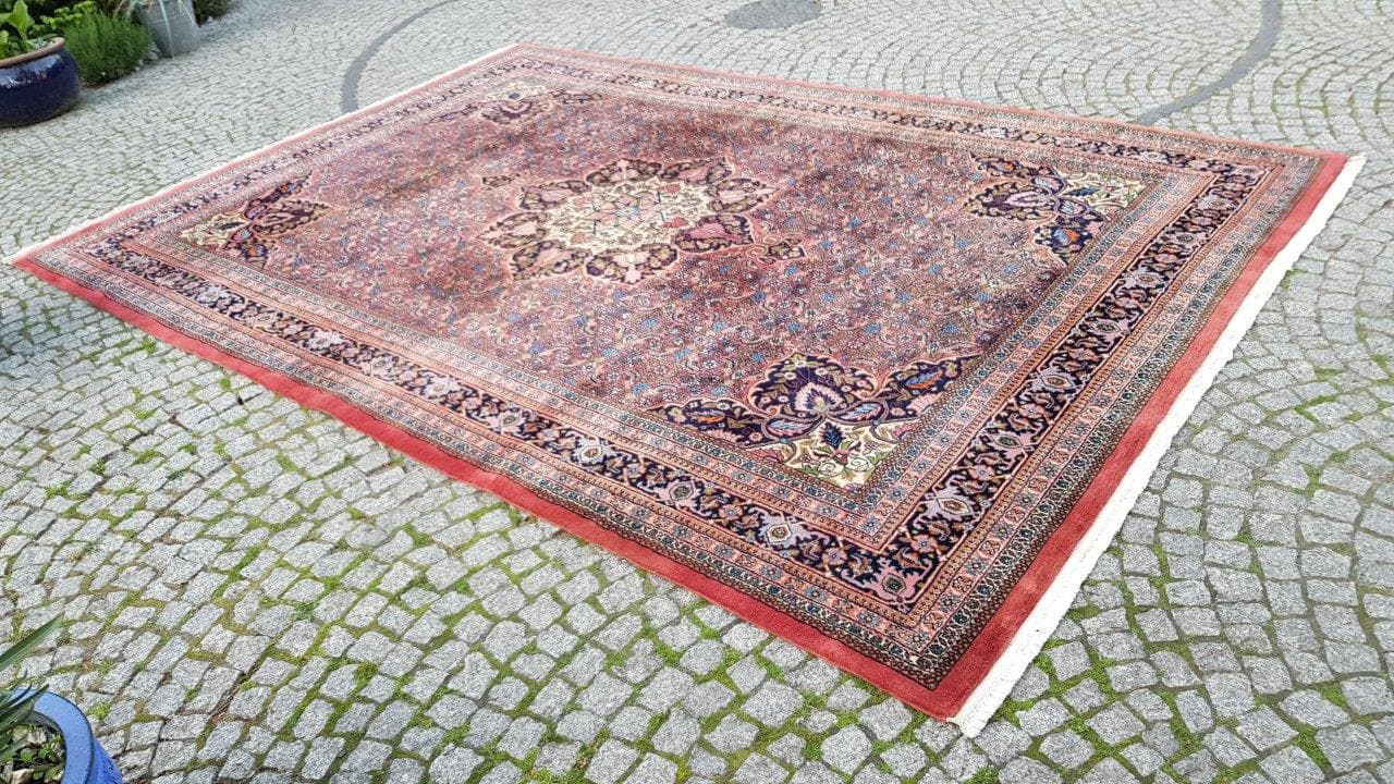 Rug Indo Bidjar 240x355 cm, red blue, wool cotton, India, 1990s. - 402739