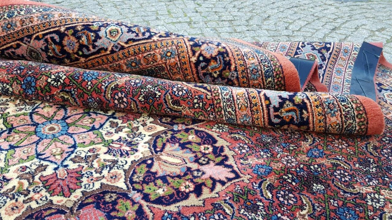 Rug Indo Bidjar 240x355 cm, red blue, wool cotton, India, 1990s. - 402746