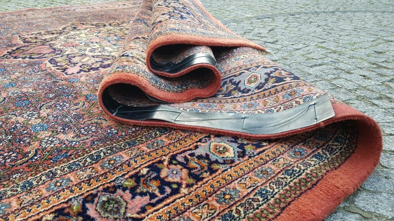Rug Indo Bidjar 240x355 cm, red blue, wool cotton, India, 1990s. - 402747