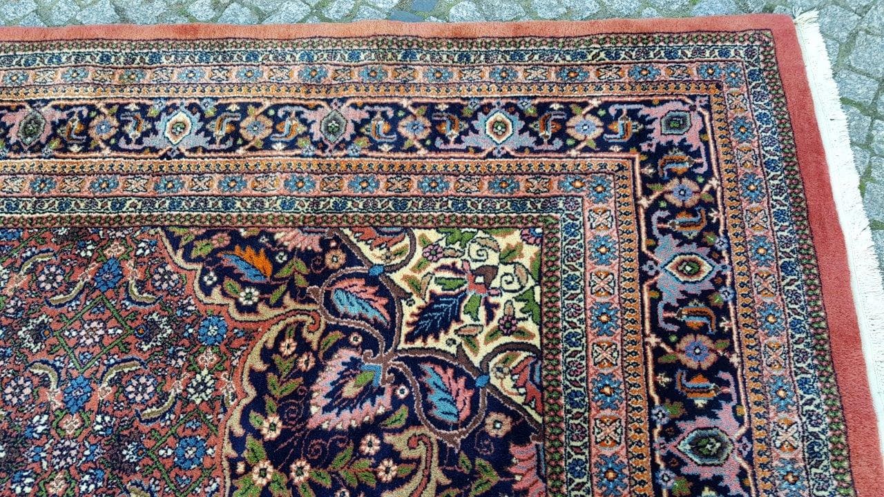Rug Indo Bidjar 240x355 cm, red blue, wool cotton, India, 1990s. - 402742
