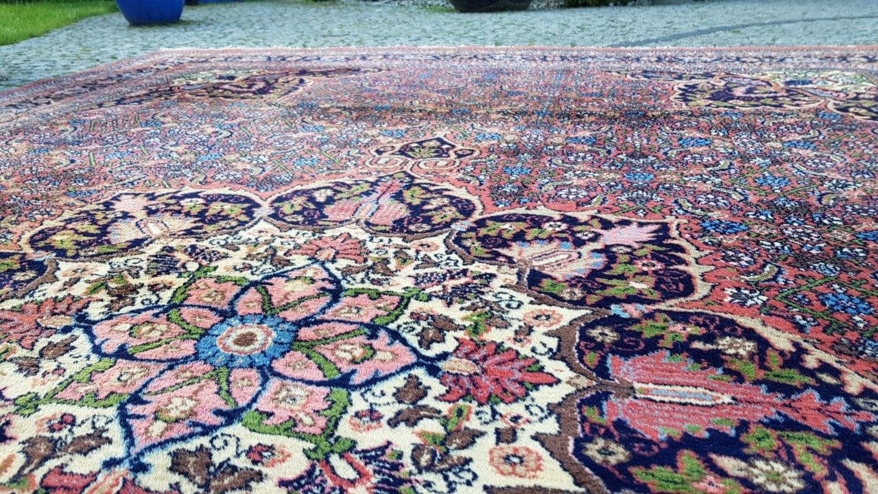 Rug Indo Bidjar 240x355 cm, red blue, wool cotton, India, 1990s. - 402743