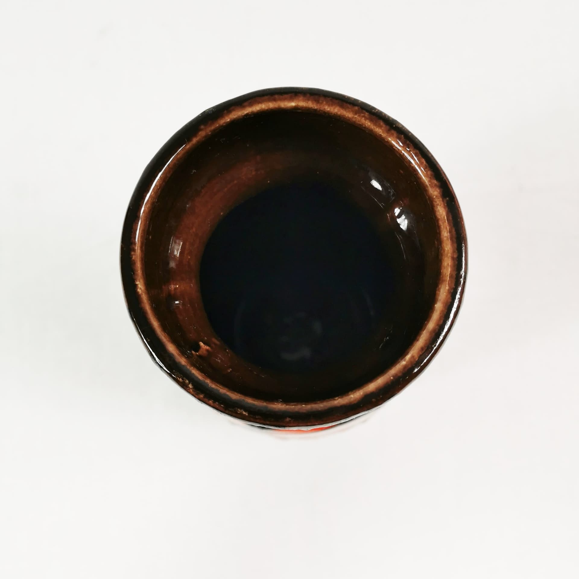 Vase Spiderweb 242-22, ceramic orange red black brown, Scheurich Keramik, Germany, 1960s. - 402778