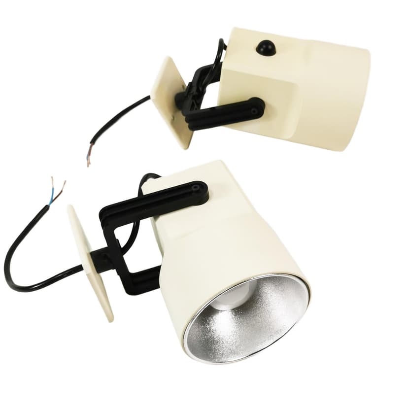 Para lamp Lillebror Unispot, beżowy plastik, czarny plastik, aluminium srebrny, proj. B. Gantzel-Boysen, Louis Poulsen, Dania, lata 70.